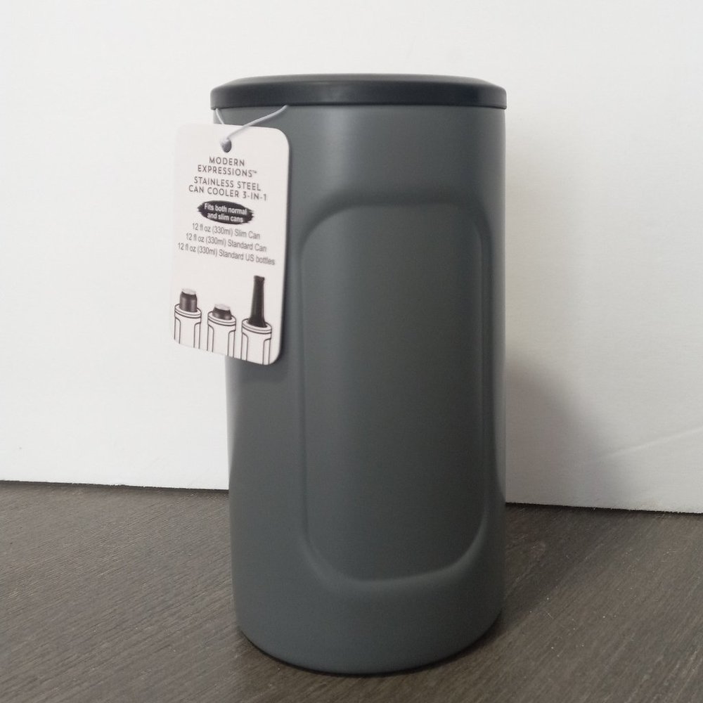 Modern Expressions Stainless Steel gray Can Cooler 3 In 1